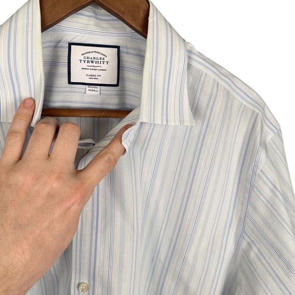 Charles Tyrwhitt Other - Charles Tyrwhitt Mens Classic Non-Iron Striped Dress Shirt Blue White 16.5/33